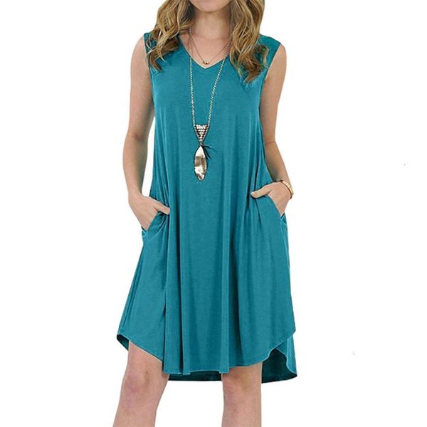 

womens clothes womens dresses color solid sleeveless pockets sundress womens casual loose dress fashion 6xl drop shipping, Black;gray