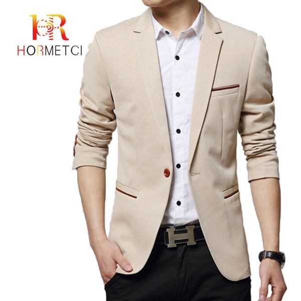 

hormetci new arrival men blazer autumn fashion brand cotton slim fit men suit jackets terno masculino blazers, White;black