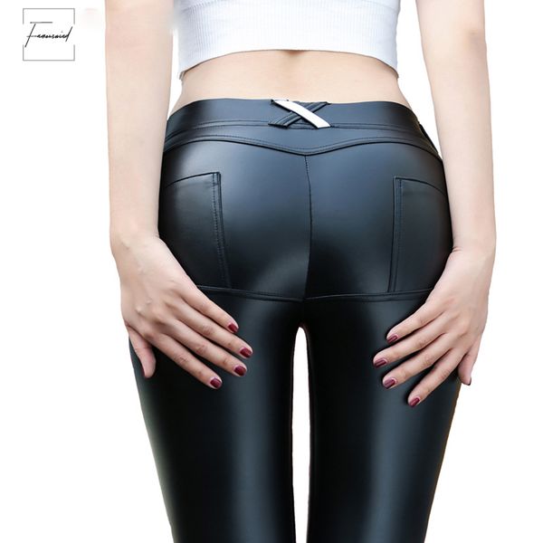 

colors leggings pu leather low waist 4 women hip push up pants legging jegging leggins jeggings legins, Black