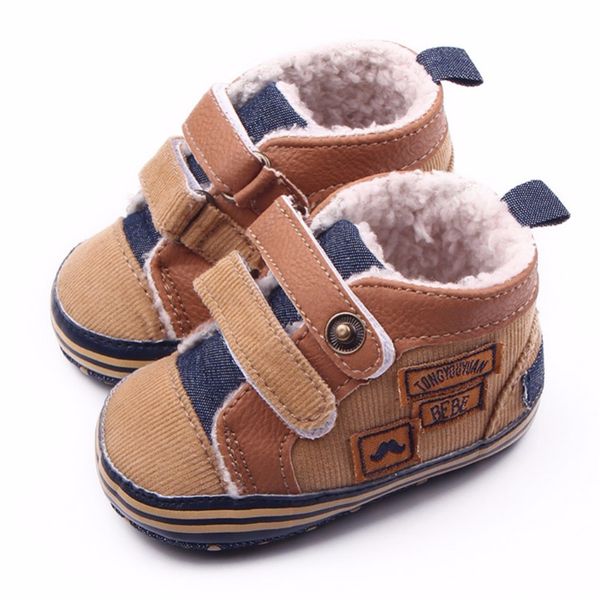 

2019 new arrival fashion warm autumn winter canvas stitching pu baby shoes baby first walker toddler shoes for boys