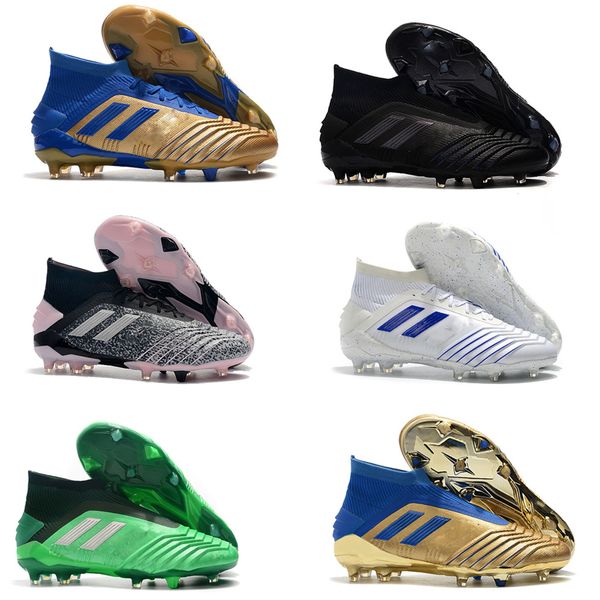 

2019 predator 19+ 19.1 fg pp paul pogba laceless virtuso golden mens boys soccer football shoes 19+x cleats boots size 39-45, Black