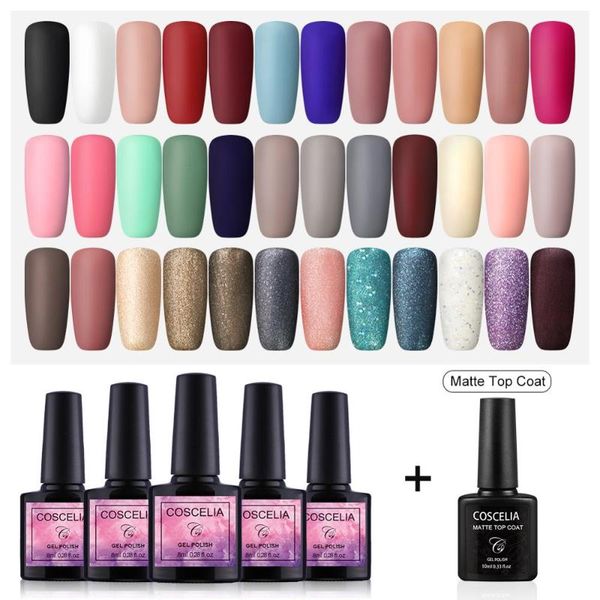 

coscelia 40 colors soak off nail gel varnish matte coat uv gel nail polish all for manicure semi permanent for art, Red;pink