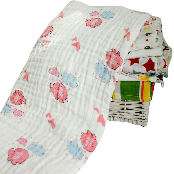 

120x120cm winter muslin baby cartoon swaddling blanketborn infant cotton autumn warm swaddle towel
