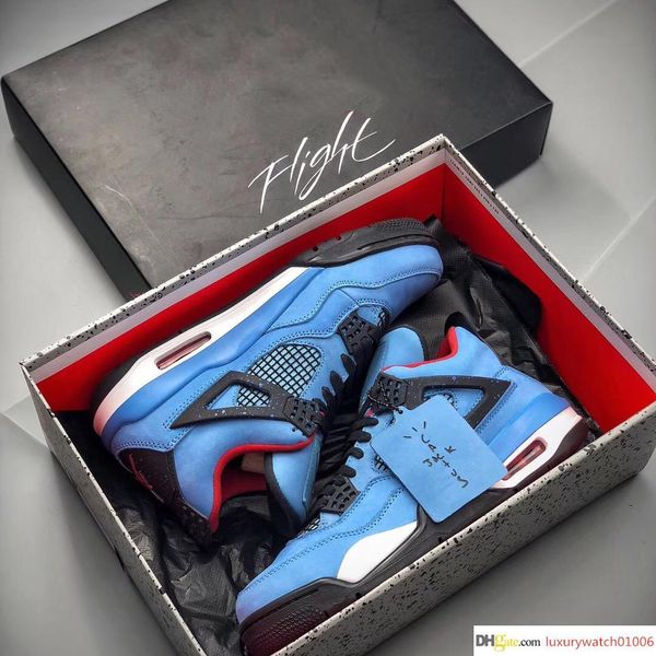 

4s iv 4 travis scots 308497-406 houston oiler cactus jack mens basketball shoes withbox size 8-13 athletic sport sneakers