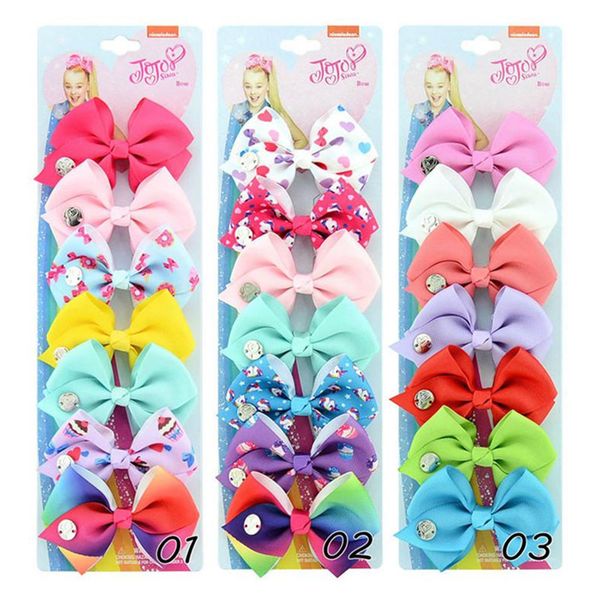 

7pcs/lot siwa hair bow unicorn baby girls hair clip 3.5inch bowknot hairpin for children girl barrettes hairclip design hair accessories ins, Slivery;white