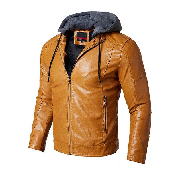 

winter pu jacket men motorcycle faux leather waterproof windbreaker outwear jackets and coats men jaqueta de couro dropshipping, Black
