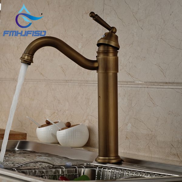 

antique bronze swivel spout vessel sink mixer tap kitchen faucet vanity single handle hole tap