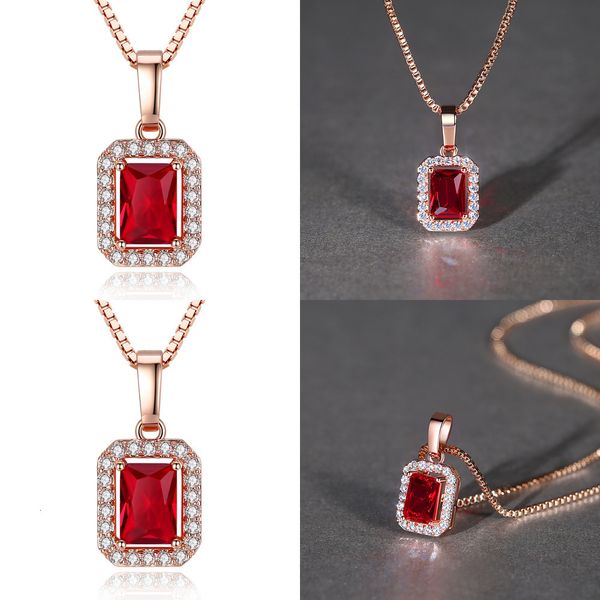

micro insert red necklace rose golden pendant swarovski elements chain necklace for women pendant jewelry crystal heart necklace chunky, Silver