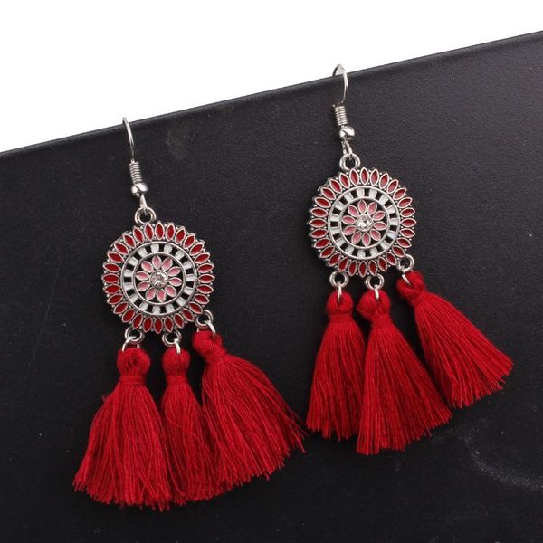 

womens fashion bohemian earrings long tassel fringe dangle hook earring eardrop ethnic fashion boho girls jewelry gift xl0788s, Silver