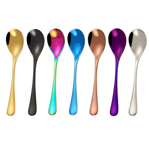 

1pc solid color kitchen stainless steel spoon coffee tea cream cocktail stirring spoons cutlery soup spoons kitchen accessories