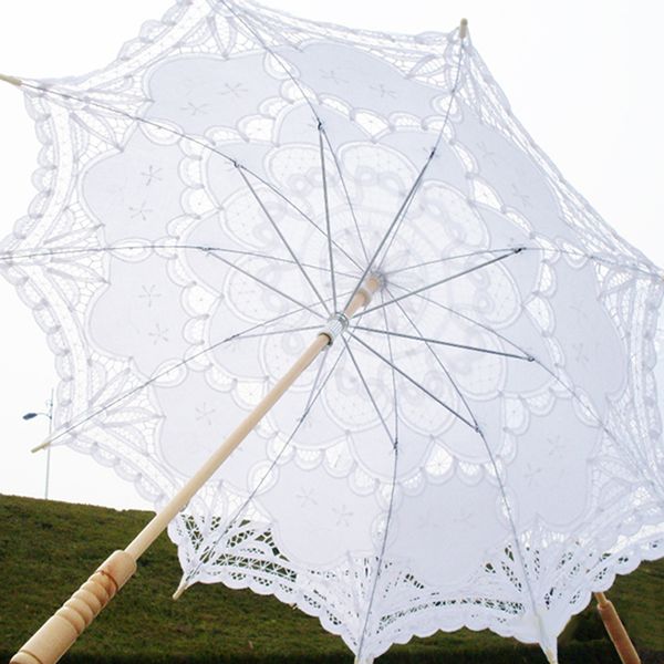

80см викторианский кружева вышивка свадьба зонтик для новобрачных зонтик, белый