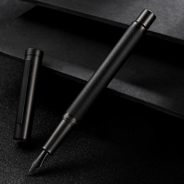 

black metal fountain pen titanium black ef/f nib tree texture excellent writing gifts for business office supplies