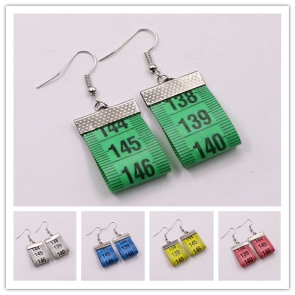 

tape measure earrings upcycled recycled green hipster vintage handmade silver colors black unique fashion tape measure