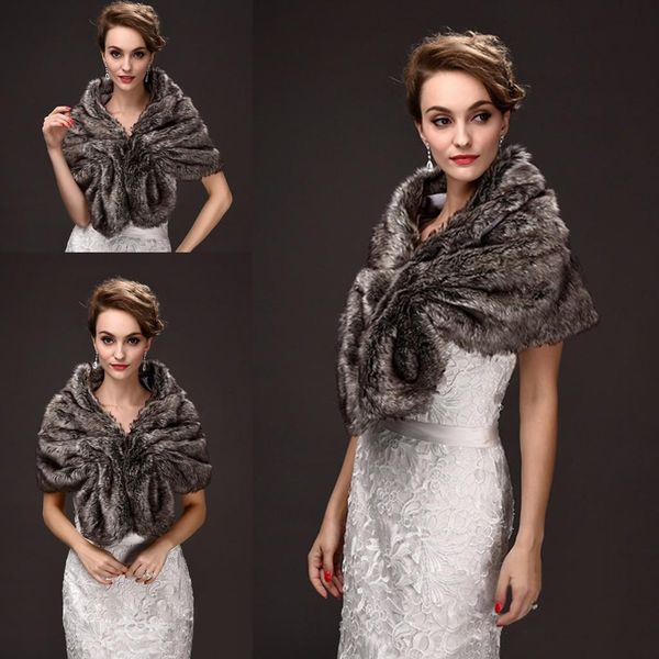 

elegant faux fur bridal wraps brown color wedding bridal wrap women shawl for special occasion wedding shawl size for winter, White