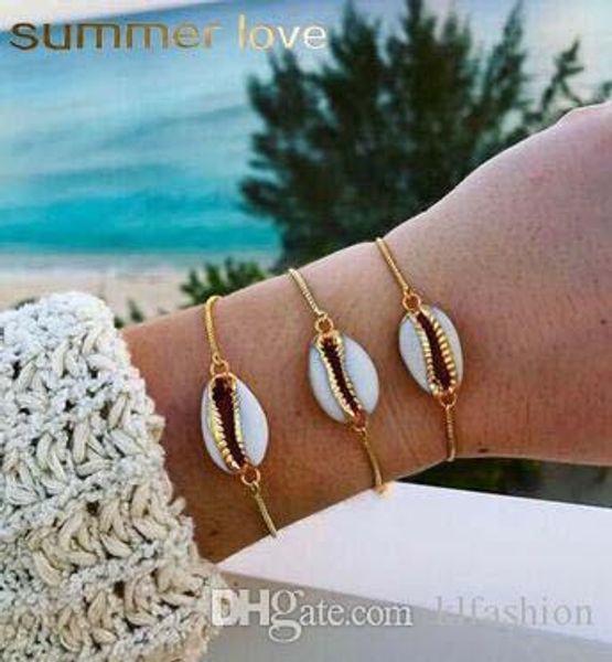 

новое прибытие европейский стиль золотой цвет подлинная cowrie shell регулируемый браслет-цепочка элегантные ювелирные изделия для женщин ma, Black