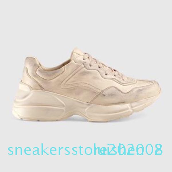 

mens rhyton casual shoes dad sneaker paris fashion luxury designer womens shoe platform sports strawberry wave mouth tiger web printl02 s08, Black