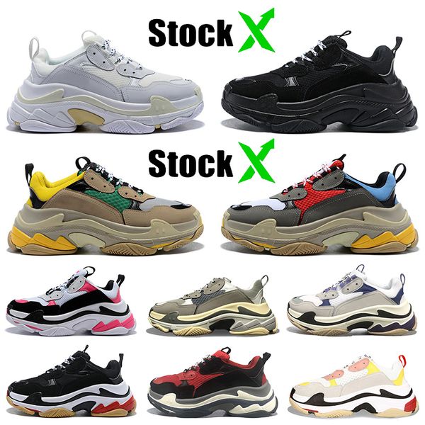 

wholesale fashion womens mens triple s casual shoes white black red beige pink vintage platform luxury designer shoes sneakers air 36-45