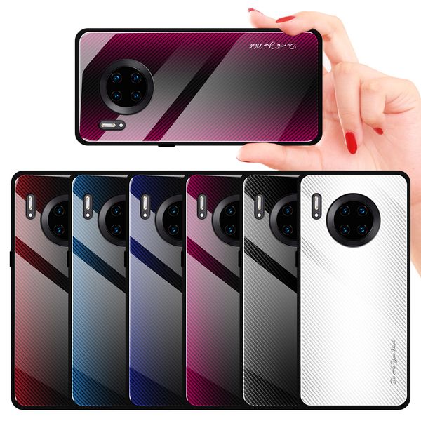 

fashion texture phone case for huawei p30 lite p10 p20 mate 20 lite pro 20x nova anti-fall gradient glass shell phone case