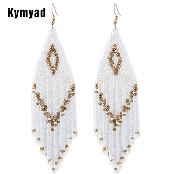 

kymyad bohemian серьга 2019 шариков длинных серег этнического стиля падение earings мода ювелирных изделия bijoux femme заявление, Silver