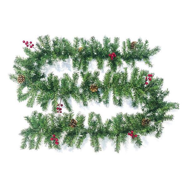 2 7m Artificial Green Christmas Garland Wreath Xmas Home Party Christmas Decoration Pine Tree Rattan Hanging Ornament Home Decor Christmas Home Decor