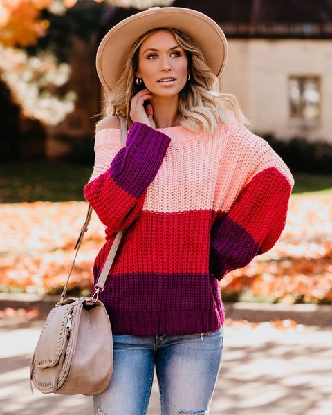 

2020 ladys brand strapless colorful sweater womens casual fashion autumn outerwear new arrive stylish luxury sweater new hot, White;black