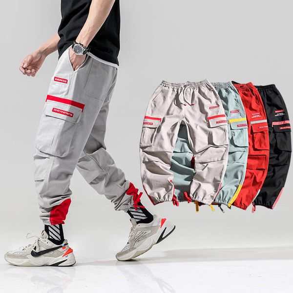 

хип-хоп гарем брюки-карго мужчины 2020 боковые карманы брюки бегуны уличная мужская мода повседневная тренировочные брюки бегун мужчины, Black