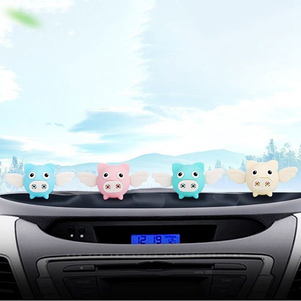 

car freshener cute shaking wings pig doll perfume clip aroma diffuser auto air vent solid fragrance smell air purifier gift
