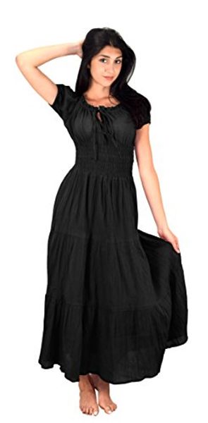 

peach couture womens renaissance vintage smocked gypsy tank dress, Black;gray