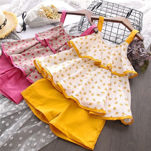 

toddler baby kids girls sleeveless sun-floral solid short pants outfits 2019 new drop shipping, White