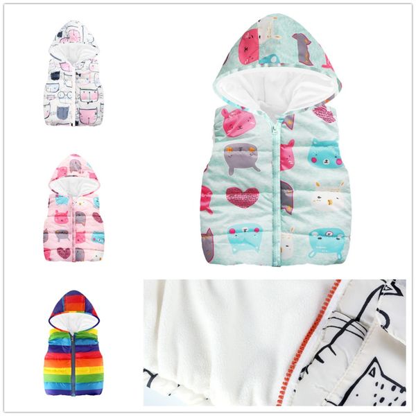 

2019 baby girl waistcoat winter fleece children clothing girl vest coat outfits kids hooded sleeveless jacket tank 2-7years, Blue