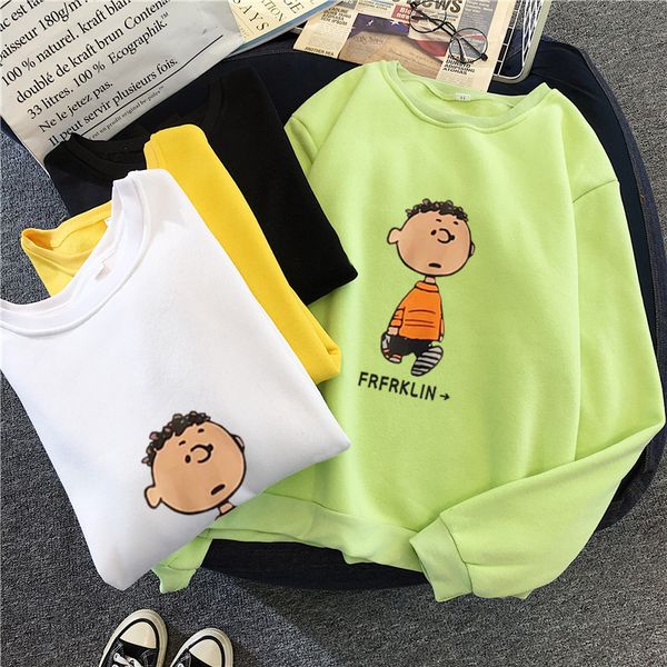 

women cartoon cute hoodies sweatshirt kawaii aesthetic streetwear oversized hoodie velvet thicken harajuku pullover hot, Black