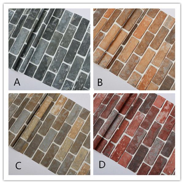 

new 10mx 53cm rustic vintage 3d faux brick wallpaper roll vinyl pvc retro industrial loft wall paper red black grey yellow washable
