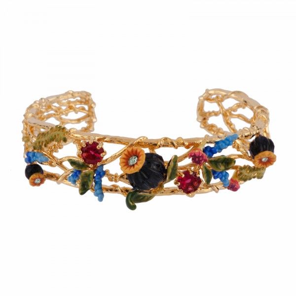 

широкий браслет женской эмаль глазури маки, Black