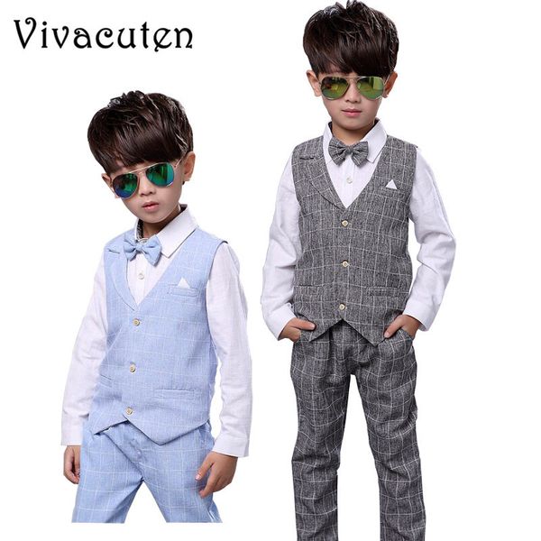 

детские мальчиков формальные костюмы день рождения свадебные платья партии джентльмен плед рубашку жилет жилет брюки костюмы для детей одежд, White