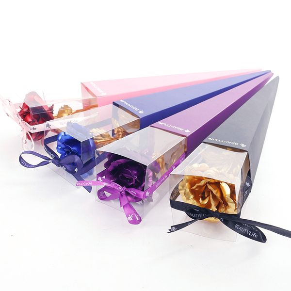 

gold/purple/red/blue rose gold foil plated rose romantic valentine's day gift golden flower