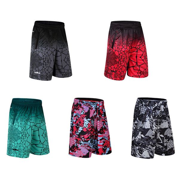 

running shorts basketball sports men breathable thin section quick-drying fitness loose large size five, Black;blue
