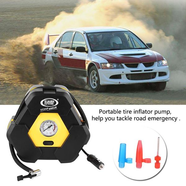 

12v car electric air compressor tire inflator pump portable tire inflator pump air compressor with needle indicator for cars