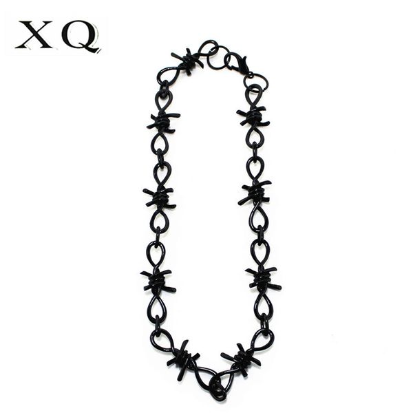 

xq black plated thick chain necklace punk man woman couple necklace rock hip hop accessories couple new jewelry, Golden;silver