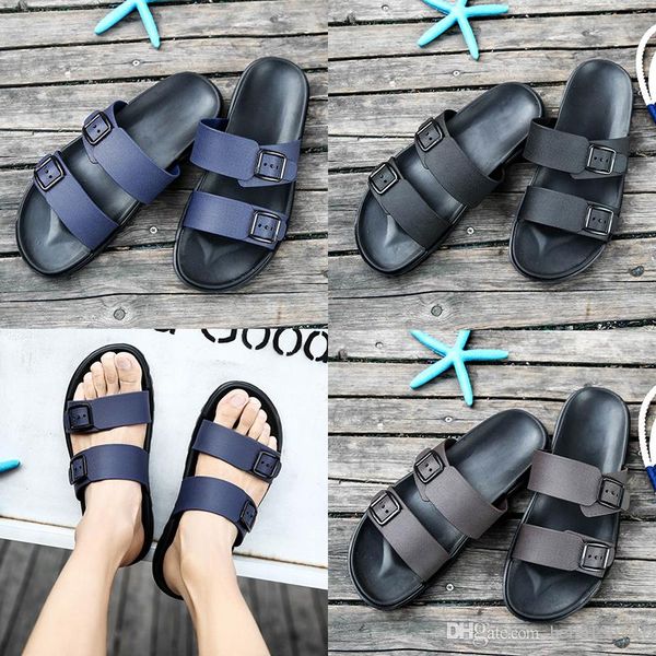 

хорошее качество дизайнерские сандалии брендовые тапочки синий черный коричневый обувь мужская повседневная обувь тапочки открытый пляж тапо, Black