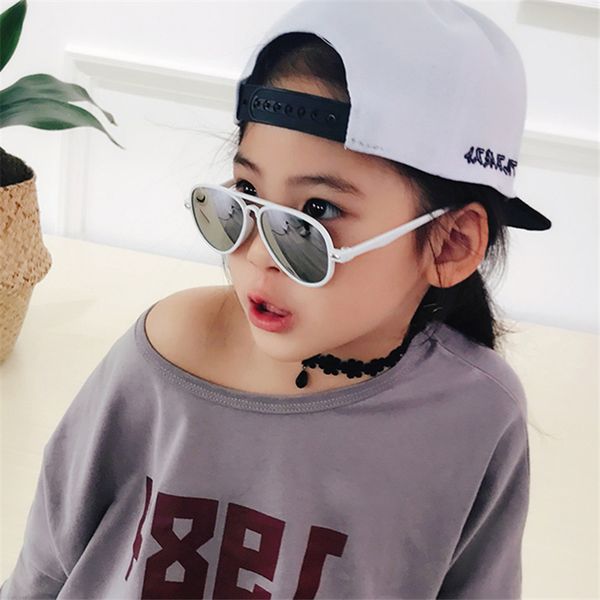 

2020 kids sunglasses colorful glasses frame girls/boys sun glasses for children uv400 baby mirror sunglass, White;black