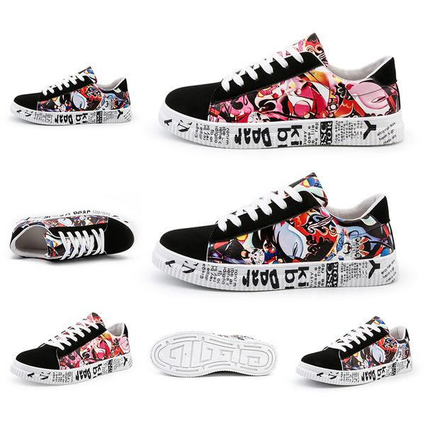 

fashion printing women men casual shoes platform leather cny theatrical facebook designer sneakers homemade brand made in china, White;red