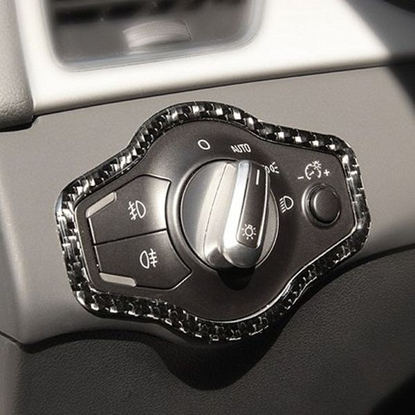 

car styling headlight switch buttons decoration frame cover carbon fiber trim for q5 a4 b8 2009-2016 interior accessories