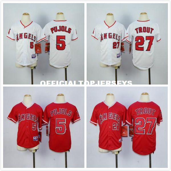 

youth 5 albert pujols 27 mike trout jersey red white, Black;blue