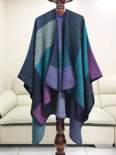 

drop shopping mimics cashmere women's cape cloak shawl cappa wraps tippet scarf women's winter fashion design discount coat, Black