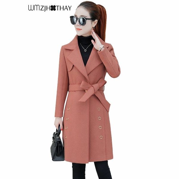 

2018 autumn winter new fashion casual wool loose coat temperament slim long section two-sided cashmere woollen overcoat female, Black