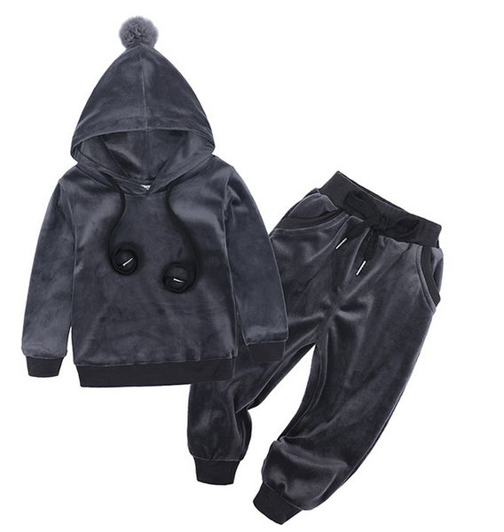 

мода baby kid зима теплая 2 шт. комплект одежды мальчик девочка с капюшоном толстовки с длинным рукавом топы леггинсы брюки детская одежда 1, White