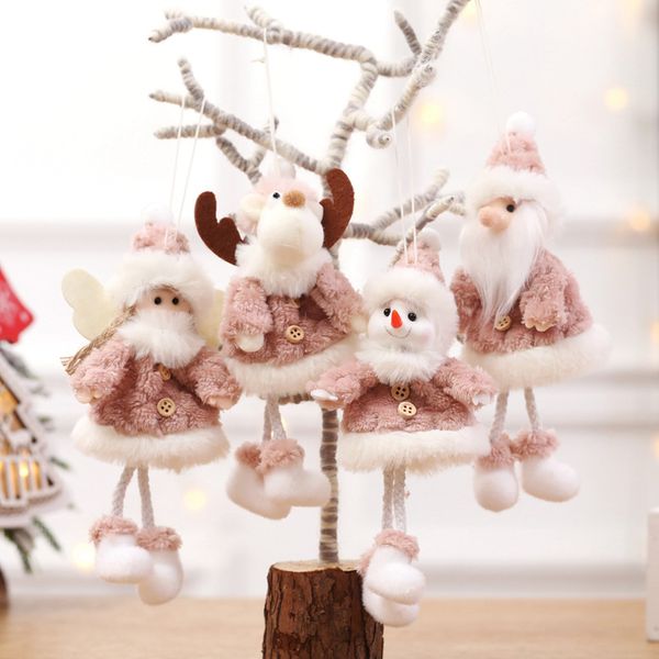 

2pcs christmas decorational pendant articles santa claus snowman christmas tree drop ornaments mini-dolls decorations