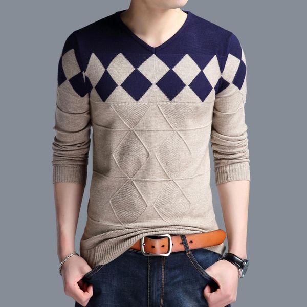 

2019 casual men's sweater brand v-neck solid color pullovers slim fit fashion long sleeve knitted crewneck knitwear male, White;black