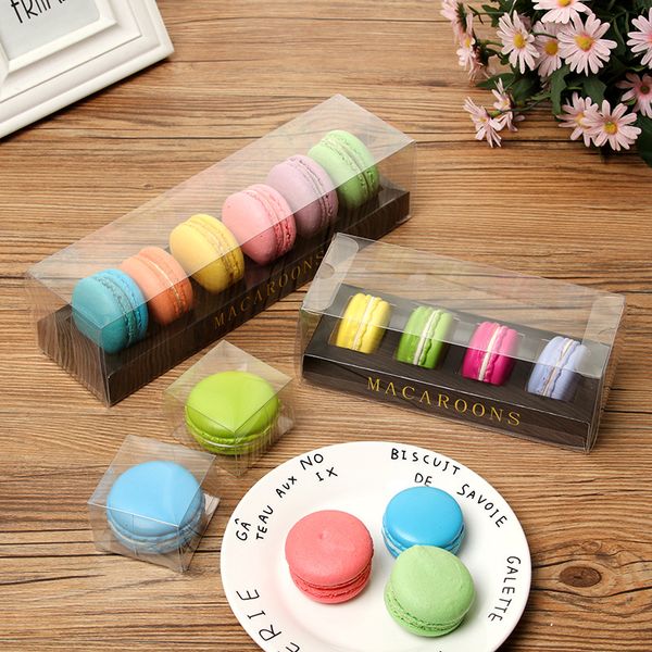 

macaron cake paper boxes with clear pvc window black cardboard box for bakery food package wedding favor party gift packing