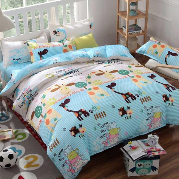 

1set cartoon creative bed sheets duck yellow fashion new aloe cotton bedding reactive printing giraffe bedding sets